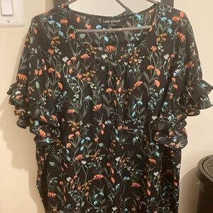 Lane Bryant Size 28 Dress Shirt Short Sleeve VNeck Light Weight